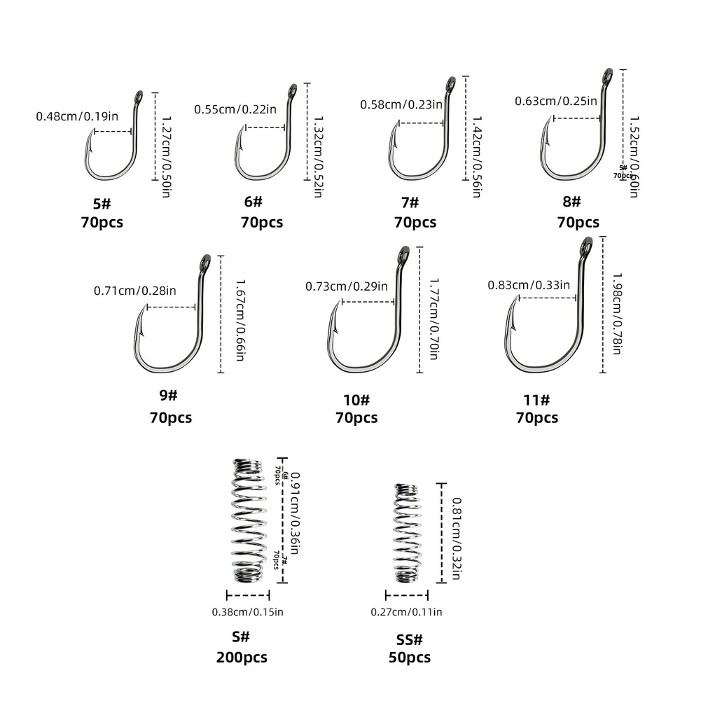 Saltwater Fishing Hook - Veerhaken voor vissen 730 stuks assortiment